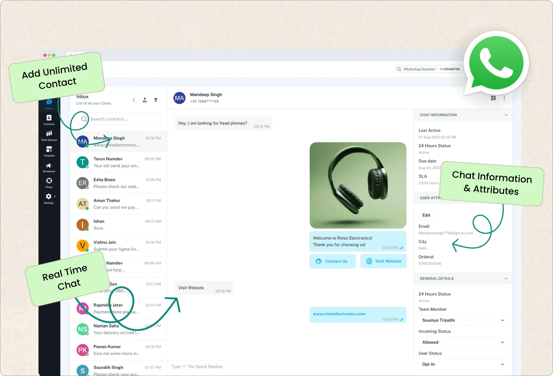 Dedicated Whatsapp Inbox for Each Number